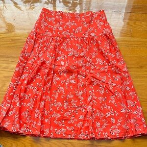 NWOTAnn Taylor Red Floral A-Line Skirt